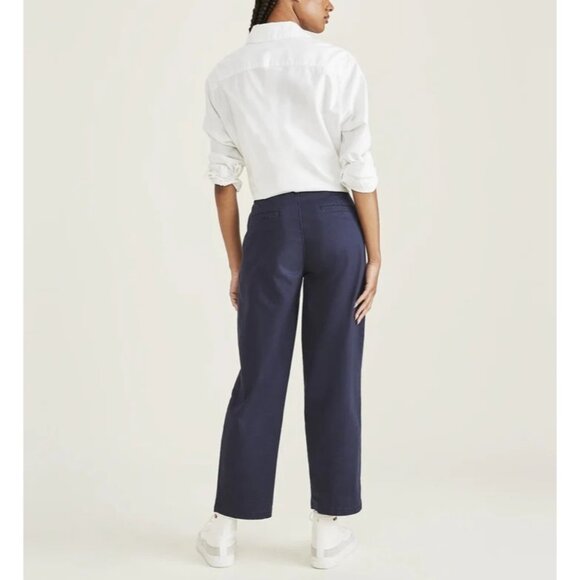 Dockers Womens High Straight Fit Ankle Weekend Chino Pants Blue Cotton Blend 34 - Picture 2 of 16
